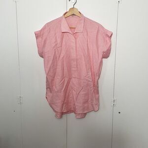 Sarah Alexandra Renee Bassetti Cap Sleeve Pink Striped Shirt, Sz Large